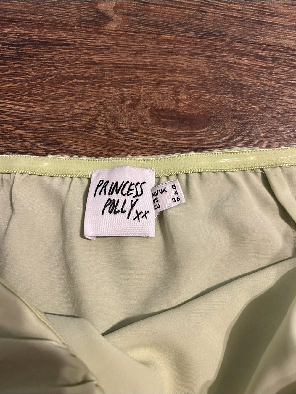 Princess Polly Irena Strapless Pastel Sage Twist Front Mini Dress - Picture 4 of 5